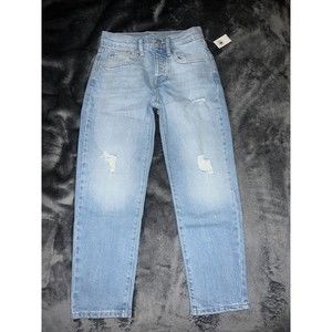 SIZE 10 Old Navy High-Waisted Button-Fly O.G. Straight Ripped Jeans for Girls